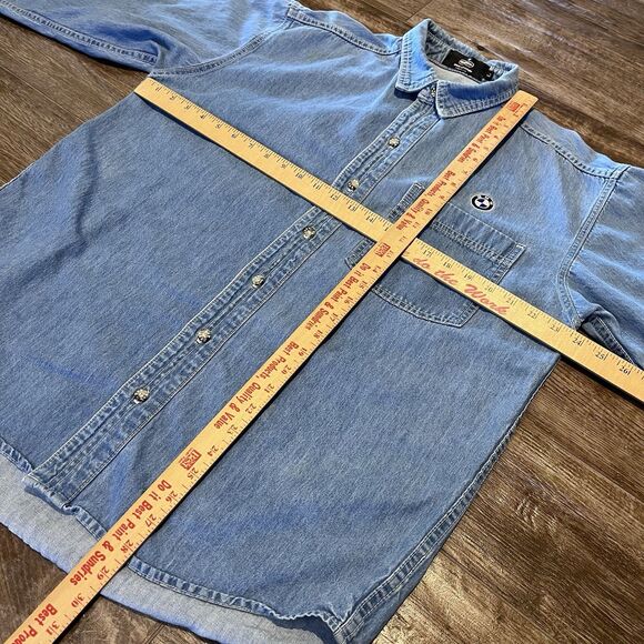 Vintage BMW Lifestyle Denim Long Sleeve Shirt Mens Size L Button Up Embroidered - Picture 10 of 10